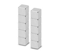 MAUL aimant néodyme cubique, lot de 10 aimants carrés puissants à usage multiple, aimants au design moderne et élégant, 10 x 10 x 10 mm, charge jusqu'à 3,8 kg, argent
