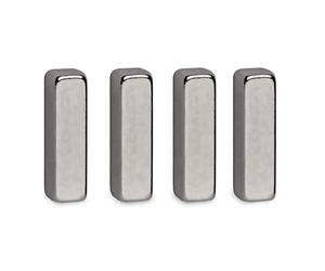 MAUL aimant néodyme en forme de bâton, lot de 4 aimants rectangulaires à usage multiple, aimants au design moderne et élégant, 4 x 4 x 15 mm, charge jusqu'à 2 kg, argent