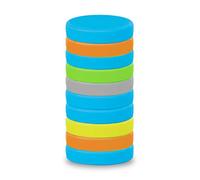 MAUL Aimant Néodyme en Forme de Pastille, Lot de 10 Aimants Ronds au Revêtement en Silicone, Aimants au design Moderne, 18 x 4 mm, Charge Jusqu'à 0, 8 kg, Multicolore