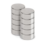 MAUL Aimant Néodyme en Forme de Pastille, Lot de 10 Aimants Ronds Particulièrement Puissants, Aimants au design Moderne, 12 x 5 mm, Charge Jusqu'à 4 kg, Argent