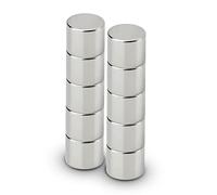 MAUL Aimants Néodyme en pastille – Lot de 10, 10 x 10 mm, charge jusqu'à 4 kg, argent