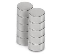 MAUL Aimant Néodyme en Forme de Pastille, Lot de 10 Aimants Ronds Particulièrement Puissants, Aimants au design Moderne, 10 x 5 mm, Charge Jusqu'à 2, 6 kg, Argent