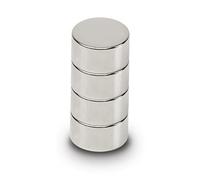 MAUL Aimant Néodyme en Forme de Pastille, Lot de 4 Aimants Ronds Particulièrement Puissants, Aimants au design Moderne, 15 x 10 mm, Charge Jusqu'à 8 kg, Argent