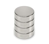 MAUL Aimant Néodyme en Forme de Pastille, Lot de 4 Aimants Ronds Particulièrement Puissants, Aimants au design Moderne, 15 x 5 mm, Charge Jusqu'à 4, 5 kg, Argent