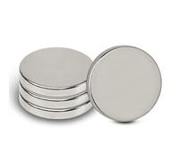 MAUL Aimant Néodyme en Forme de Pastille, Lot de 4 Aimants Ronds Particulièrement Puissants, Aimants au design Moderne, 20 x 3 mm, Charge Jusqu'à 4, 2 kg, Argent