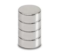 MAUL Aimant Néodyme en Forme de Pastille, Lot de 4 Aimants Ronds Particulièrement Puissants, Aimants au design Moderne, 12 x 5 mm, Charge Jusqu'à 4 kg, Argent