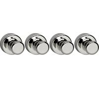 MAUL Aimants néodyme en forme de quille – lot de 4, Ø 20×24 mm, charge jusqu'à 14 kg, argent