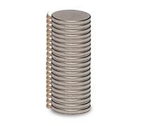 MAUL Aimant Néodyme Pastille, Lot de 20 Aimants Ronds Autoadhésifs Très Puissants à Usage Multiple, Aimants au design Moderne et Élégant, 10 x 1 mm, Charge Jusqu'à 0, 5 kg, Argent