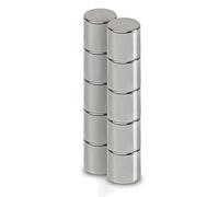 MAUL Aimant Néodyme Rond, Lot de 10 Aimants Ronds Très Puissants à Usage Multiple, Aimants au design Moderne et Élégant, 8 x 8 mm, Charge Jusqu'à 2, 8 kg, Argent