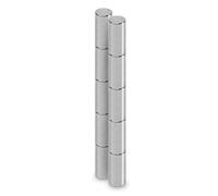 MAUL Aimant Néodyme Rond, Lot de 10 Aimants Ronds Très Puissants à Usage Multiple, Aimants au design Moderne et Élégant, 5 x 10 mm, Charge Jusqu'à 1, 6 kg, Argent