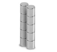 MAUL Aimants Néodyme Ronds très puissants, Lot de 10, 5 x 5 mm, Charge jusqu'à 1,1 kg, Argent
