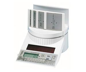 MAUL Balance postale MAULtronic S blanche solaire sans piles précise | lecture LCD inclinée, pesée fiable du courrier, touche unique pratique, maintien et tare, support grands formats