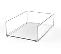 MAUL Boîte à Notes A6 en Acrylique, Organiseur de Bureau pour le Classement de Papier et Documents, Rangement Bureau 165 x 120 x 53 mm, Empilable pour Bureau, Table et Étagère, Transparent
