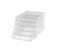 MAUL boîte à tiroirs A4 en acrylique | Organiseur de bureau avec 5 compartiments pour le rangement de papier, facture, documents | Empilable sur le bureau ou l'étagère | Transparent