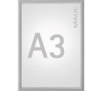 MAUL cadre A3 MAULsolid | Grand cadre pour posters, matériel publicitaire & photos | Cadre photo A3 avec profilé en aluminium de 25 mm | Cadre posters en format vertical | Argenté