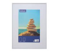 MAUL cadre photo MAULart 30 x 40 cm | Cadre photo en plastique pour format portrait ou paysage | Avec passe-partout | Cadre interchangeable à poser | Idéal pour photos et collages | Blanc
