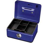 MAUL Caisse à monnaie bleue acier serrure fiable | tri rapide des pièces, billets bien rangés, format compact mobile, 2 clés incluses, idéal comptoir et pourboires