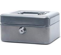 MAUL caisse monnaie en acier 15,2x11,5x8cm | Caisse verrouillable | Coffre cash | Insert à monnaie amovible | Caisse avec 2 clés | Idéal comme monnayeur, tirelire, tiroir caisse | Argenté