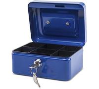 MAUL caisse monnaie en acier 15,2x11,5x8cm | Caisse verrouillable | Coffre cash | Insert à monnaie amovible | Caisse avec 2 clés | Idéal comme monnayeur, tirelire, tiroir caisse | Bleu