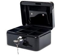 MAUL caisse monnaie en acier 15,2x11,5x8cm | Caisse verrouillable | Coffre cash | Insert à monnaie amovible | Caisse avec 2 clés | Idéal comme monnayeur, tirelire, tiroir caisse | Noir