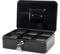 MAUL caisse monnaie en acier 25x18x9cm | Caisse verrouillable | Coffre cash | Insert à monnaie amovible | Caisse avec 2 clés | Idéal comme monnayeur, tirelire, tiroir caisse | Noir