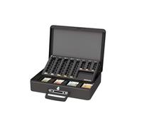 MAUL caissette à monnaie en acier avec insert de comptage | verrouillable | Compartiment à billets amovible | Caisse portable avec 2 clés | Convient comme coffre-fort, caisse à pourboires | Noir