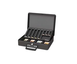 MAUL Caissette à Monnaie en Acier avec Insert de Comptage, Verrouillable, Compartiment à Billets Amovible, Caisse Portable avec 2 Clés, Convient Comme Coffre-Fort, Caisse à pourboires, Noir