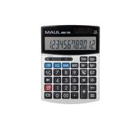 MAUL Calculatrice MBU 700 – Solaire/Batterie, Écran 12 chiffres, Fonction marge, Noir/Argent