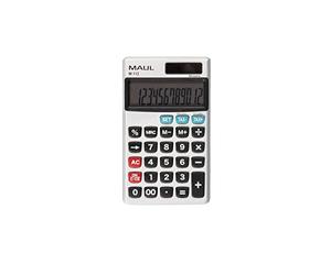 Maul Calculatrice de Poche M 112, Calculatrice avec Grand Affichage à 12 Chiffres, Fonctions Standard pour Le Bureau, l'université et l'École, Alimentation Solaire et à Pile, Argenté
