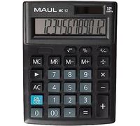 MAUL Calculatrice de Poche MC 12 | Calculatrice avec Grand Affichage incliné à 12 Chiffres | Calculatrice de Bureau Professionnelle pour Le Bureau, la Maison et l'école | 13,7 x 10,3 cm | Noir