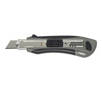 MAUL Cutter Profi 18 mm, Cutter en Acier avec Zone de Préhension Caoutchoutée, Cutter Tranchant avec 2 lames de Rechange, Idéal pour les Bricoleurs et les Professionnels, Gris
