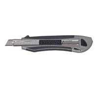 MAUL Cutter Profi 9 mm, Cutter en Acier avec Zone de Préhension Caoutchoutée, Cutter Tranchant avec 2 lames de Rechange, Idéal pour les Bricoleurs et les Professionnels, Gris
