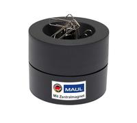 MAUL distributeur de trombones MAULpro | Ø7,3x6cm | Organiseur de bureau pour trombones | Rangement bureau avec aimant pour le bureau | 15 trombones inclus | Boite trombone élégant | Noir