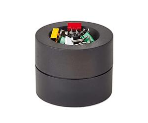 MAUL Distributeur pinces MAULpro Recycling noir aimant central bureau | accès rapide aux attaches, design rond mat, maintien soigné sur le bureau, assortiment inclus multicolore