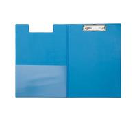Porte-bloc à rabat A4 en PVC avec pince métal. Pochette intérieure/porte-stylo. Coloris bleu