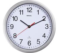 MAUL Horloge Murale MAULrun 25 cm, Horloge Radiopilotée Élégante, Horloge Classique pour Le Bureau, l'Atelier et à la Maison, Bonne Lisibilité, Argenté