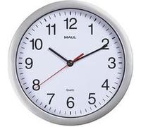 MAUL Horloge Murale MAULrun 25 cm, Horloge Radiopilotée Élégante, Horloge Classique pour Le Bureau, l'Atelier et à la Maison, Bonne Lisibilité, Argenté