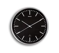 MAUL Horloge Murale MAULfly 30 cm, Horloge Radiopilotée Élégante, Cadre Étroit en Aluminium au Design Moderne, Idéal au Bureau et en Intérieur, Pile Incluse, Noir