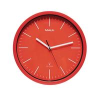 MAUL Horloge Murale Radiopilotée MAULjump 30 cm, Couvercle en Verre Minéral, Réglage Automatique de l'Heure, Horloge Élégante pour Le Bureau, l'Atelier et à la Maison, Pile Incluse, Rouge