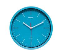 MAUL Horloge Murale MAULjump Ø 30,5 cm | Horloge Radio-pilotée élégante avec Verre minéral | réglage Automatique de l'heure | idéale pour Le Bureau, Le télétravail et Le Lieu de Travail | Bleu