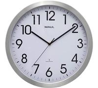 MAUL Horloge Murale MAULmove 40 cm, Horloge Radiopilotée Élégante, Mise à l'Heure Automatique, Horloge Moderne pour Le Bureau et l'Intérieur, Pile Incluse, Argenté