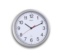 MAUL Horloge Murale MAULrun 25 cm, Horloge Radiopilotée Élégante, Horloge Classique pour Le Bureau, l'Atelier et à la Maison, Bonne Lisibilité, Argenté