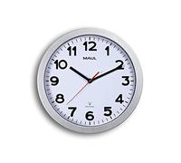 MAUL Horloge Murale MAULstep 30 cm, Horloge Radiopilotée Élégante, Horloge Classique pour Le Bureau, l'Atelier et à la Maison, Bonne Lisibilité Également dans Les Grandes Pièces, Argenté