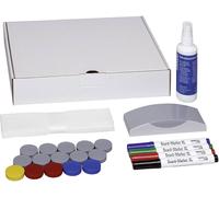 Maul Kit d'accessoires pour tableau blanc carton avec 4 marqueurs pour tableau, effaceur, nettoyant et 15 aimants (env. 32 mm)