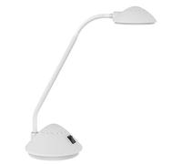 MAUL Lampe de bureau LED MAULarc Blanche orientable lumière douce | bras flexible, socle stable, tête réglable, confort visuel, protège le plan de travail, ampoule remplaçable