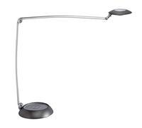 MAUL Lampe de bureau LED MAULspace argentée dimmable orientable | éclairage de travail agréable, intensité 5 niveaux, bras double flexible, tête pivotante, socle stable avec patin doux