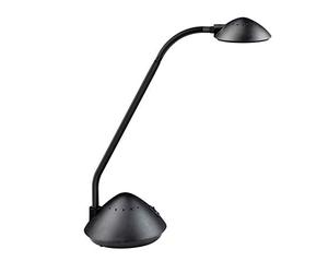MAUL Lampe de bureau MAULarc LED noir orientable lumière chaude | bras flexible pour angle précis, socle stable protecteur du plan de travail, source remplaçable, allumage facile au pied