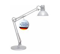 MAUL Lampe de bureau MAULstudy argentée orientable LED E27 | socle lourd rassurant, bras double flexible, lumière chaude agréable, ampoule incluse, source remplaçable