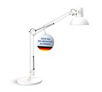 MAUL lampe de bureau MAULstudy en métal | Lampe LED professionnelle | Lampe sur pied flexible pour le bureau et l'atelier | Haute qualité d'éclairage à LED | Lampe bureau sans ampoule | Blanc
