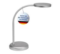 MAUL lampe LED MAULjoy | Lampe bureau sur pied stable | Petite lampe de bureau peu encombrante pour la table et le bureau | Lampe flexible avec température de couleur de 3000K | Argenté